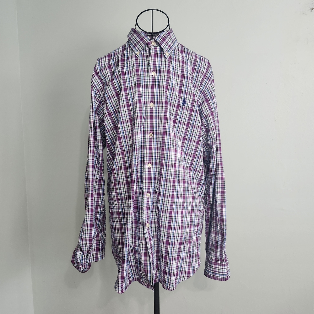 Ralph Lauren Performance Men’s Medium Plaid Button Down Stretch Shirt Travel